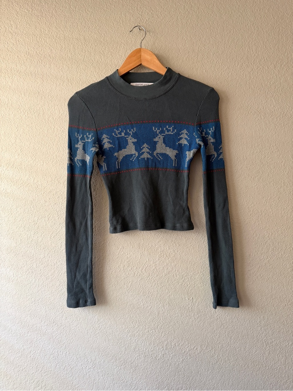 Daydreamer Free People Reindeer Thermal Long-Sleeve Top Small